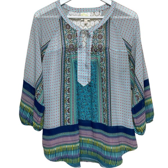 fig and flower Tops - Fig & Flower Boho Long Sleeve Blouse Size Medium